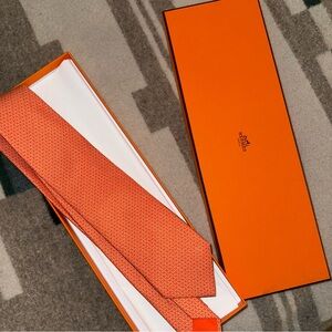 COPY - Hermes 100% Silk Orange Necktie
